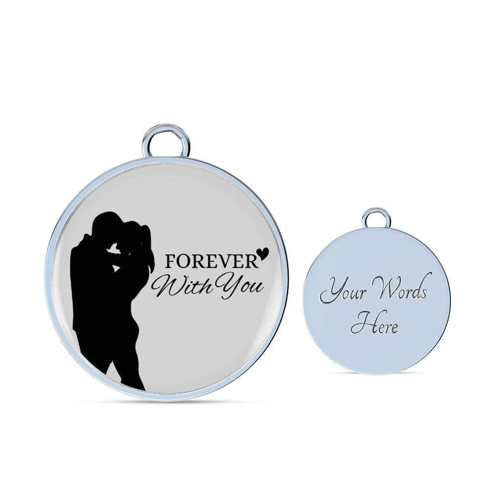 Forever With You Couple Personalized Engraved Silver Circle Bangle Bracelet Cus
